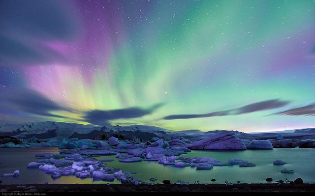 Aurora Borealis by Moyan Brenn, Jokusarlon Glacier Lagoon